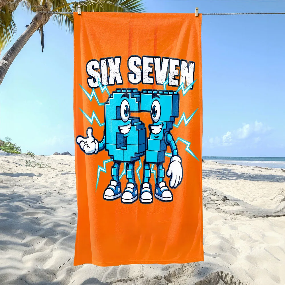 1pc Fashionable Robot-themed Custom Beach Towel Number 67 Super Absorbent Suitable for Summer Beach Camping Trip Gift For Family