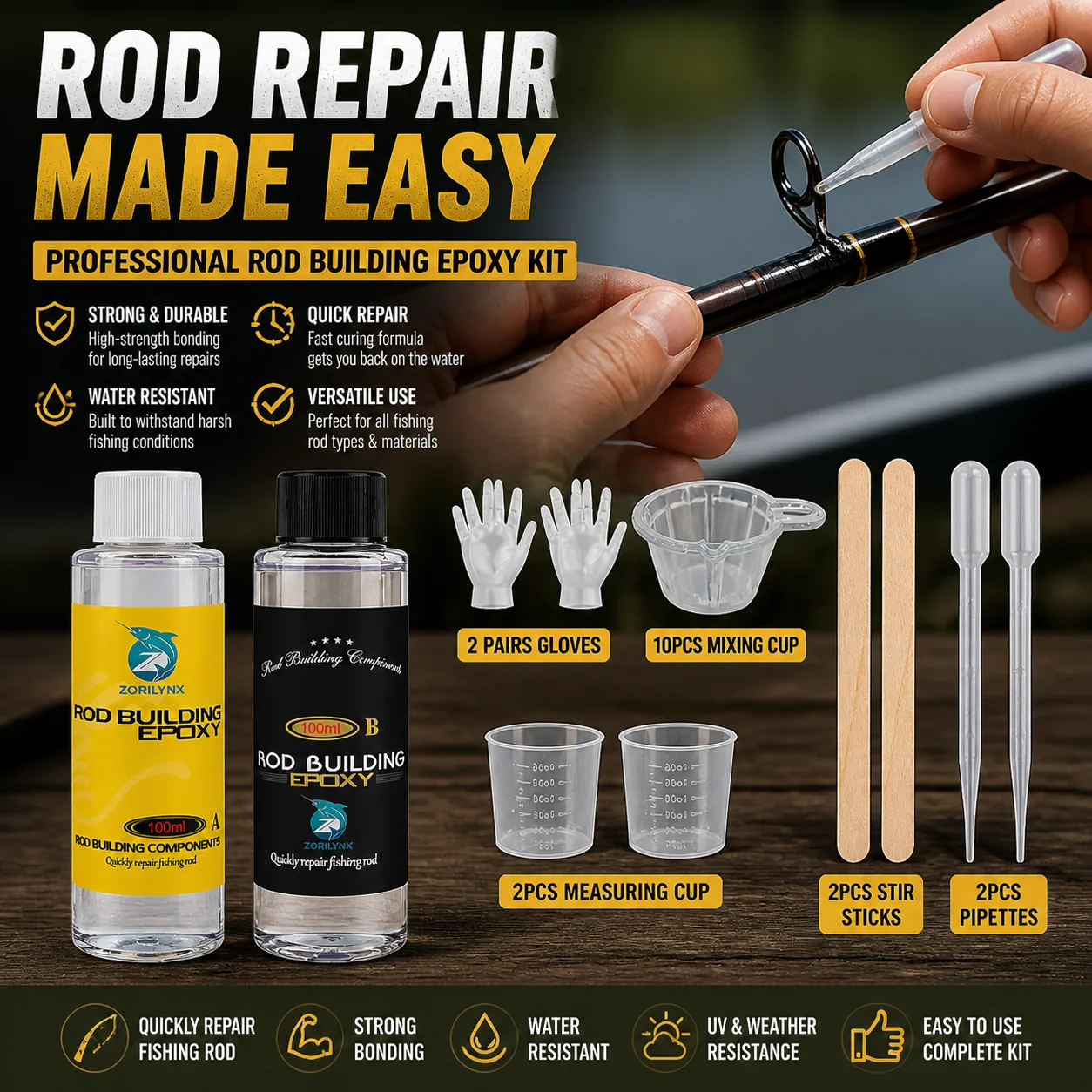 clear epoxy resin for fishing poles PLJOFRSHI ab Glue Multipurpose epoxy Adhesive Repairing Plastic, Metal, Ceramics, WoodFishing rods etcIt is the Best Waterproof Plastic Welding Repair Glue1 Industrial & Scientific ProKte High Compare Epoxy Brands For Fishing