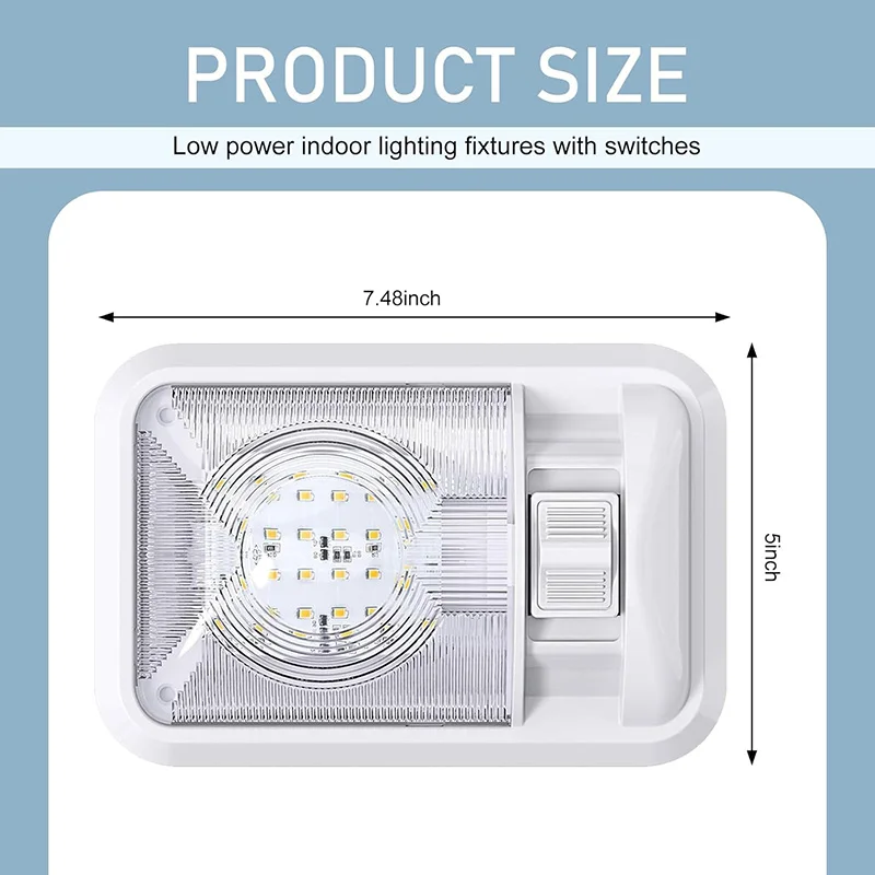 12V Car Roof LED Reading Light High Brightness Energy-Saving Anti-glare Lampshade Universal for Car RV Vehicle Reading Light