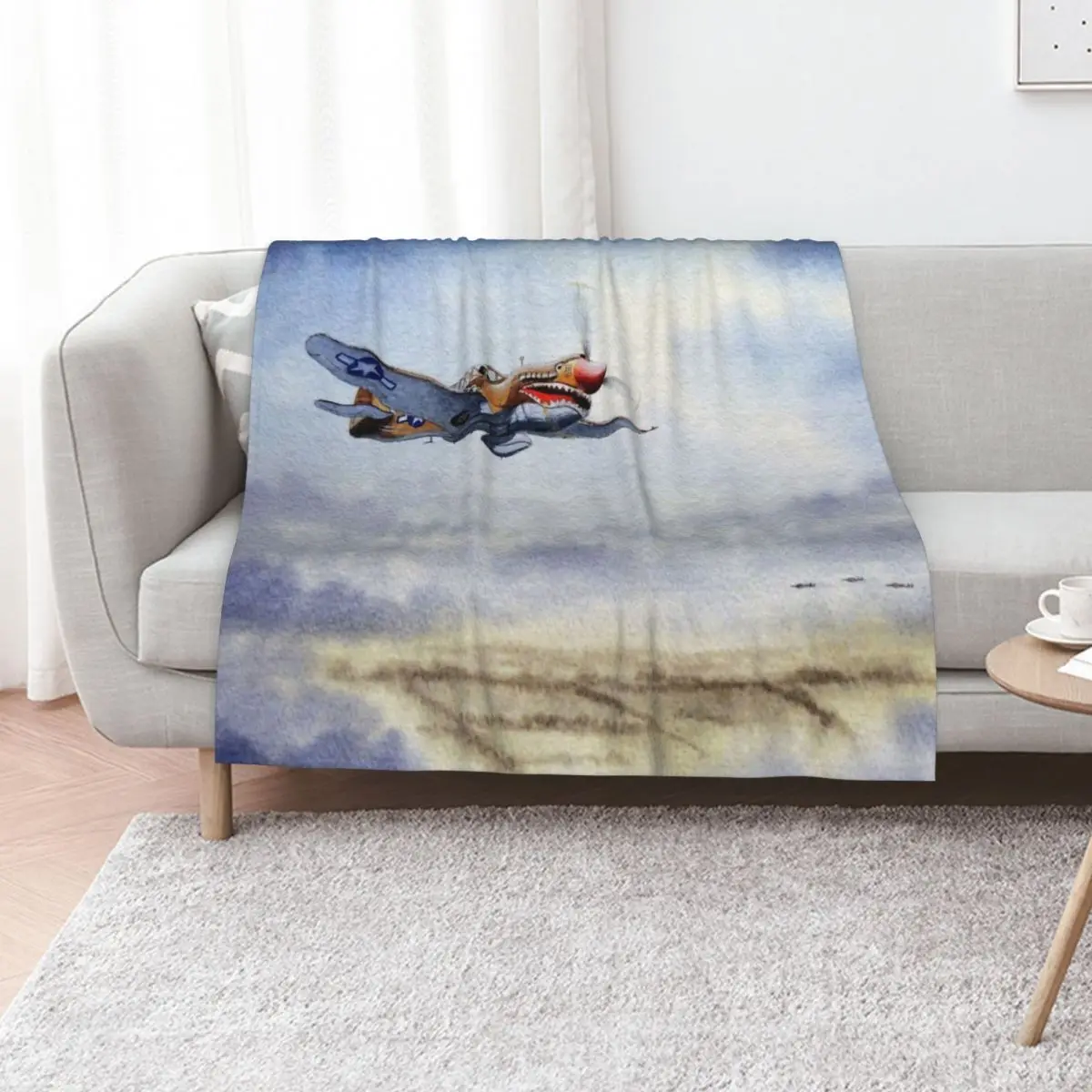 P-40 Warhawk Aircraft Throw Blanket Moving Plaid Hairys Polar Plush Luxury Throw Blankets