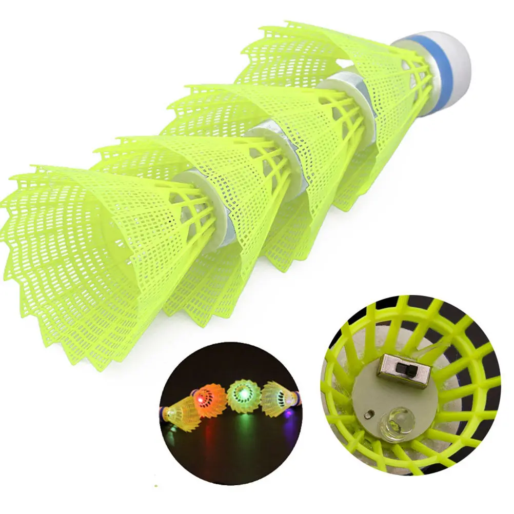 

4Pcs Glow in Dark LED Badminton Shuttlecock Set Nylon Material Cork Ball Hit Resistance Fine Craftsmanship Family