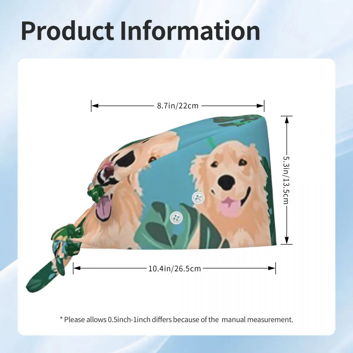 Golden Labrador Retriever Dog Tropical Scrub Hat Doctor Working Surgical Cap Unisex Adjustable Nursing Caps for Dentist