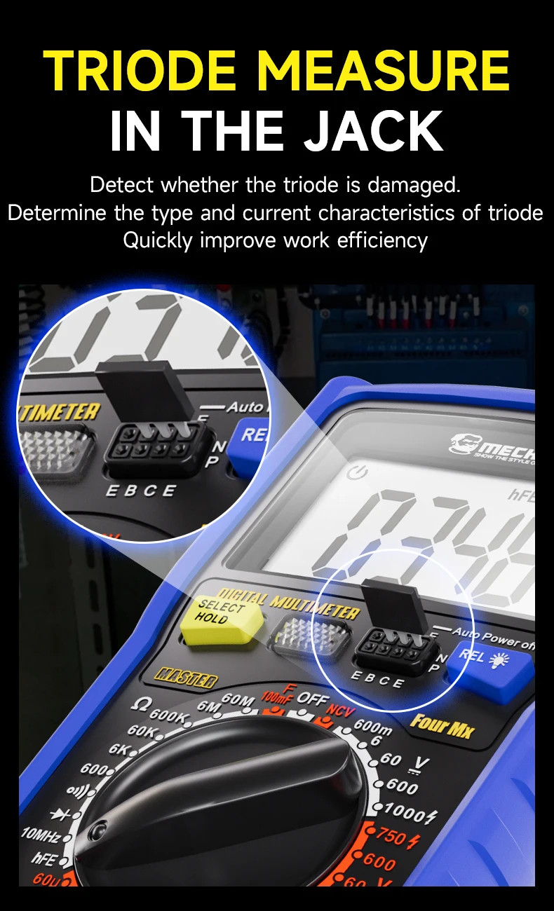 MECHANIC FourMX RMS Digital Multimeter 6000 Counts NCV Diode Test Data Hold Auto Power Off Circuit Component Tester Repair tool