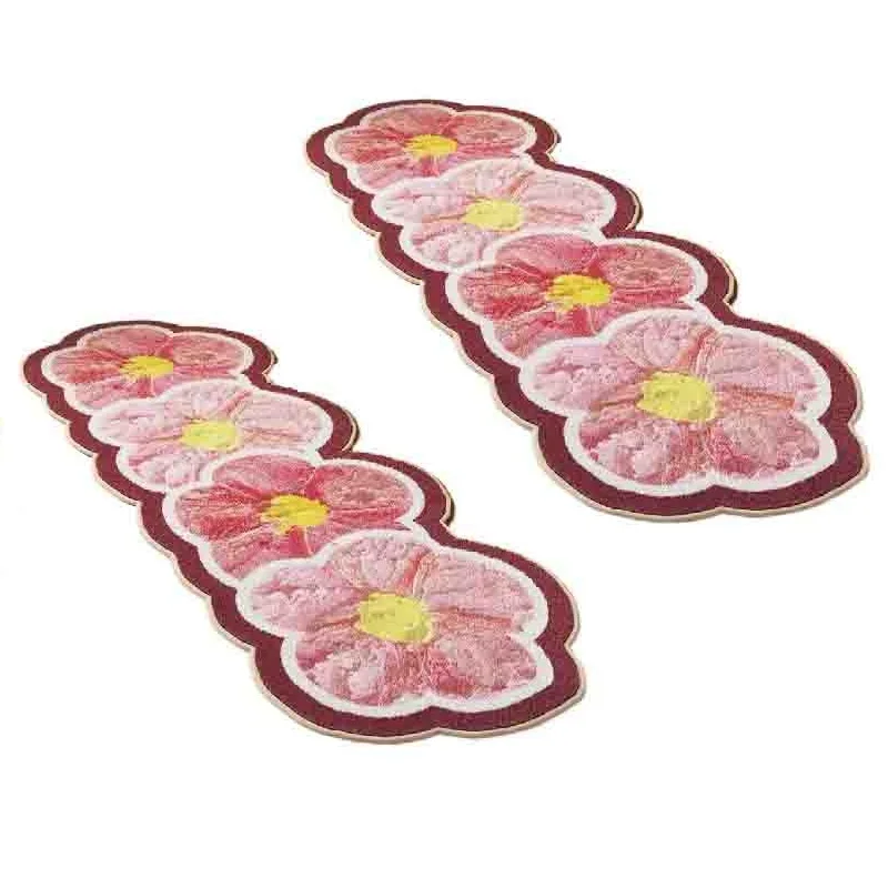 

2 шт., прикроватный ковер с цветком, нескользящий ковер из искусственного кашемира, подходит для гостиной, спальни, ковер для входа 120X40 см