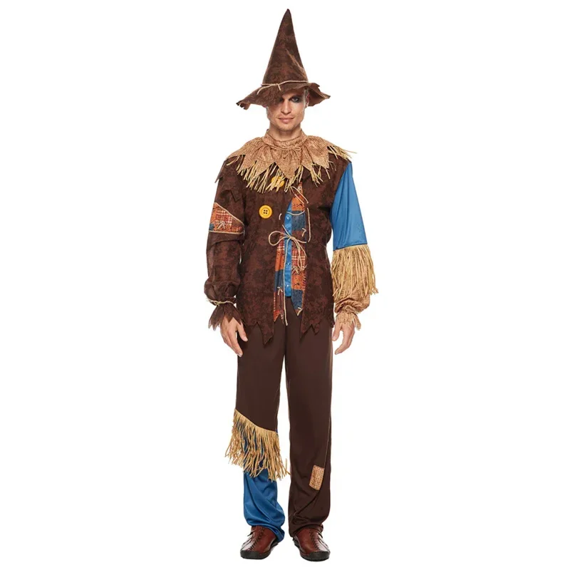 Eraspooky Adult Classic Patchwork Scarecrow Costume Halloween Costumes For Men Carnival Scare Party Purim Fancy Dress Plus S MN5