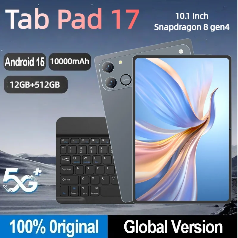 Global Version Original Pad 17 10.1“ 4K HD Android 15 Tablet PC 12GB+512GB 10000mAh 5G Dual SIM Bluetooth WiFi GPS Gaming Pad