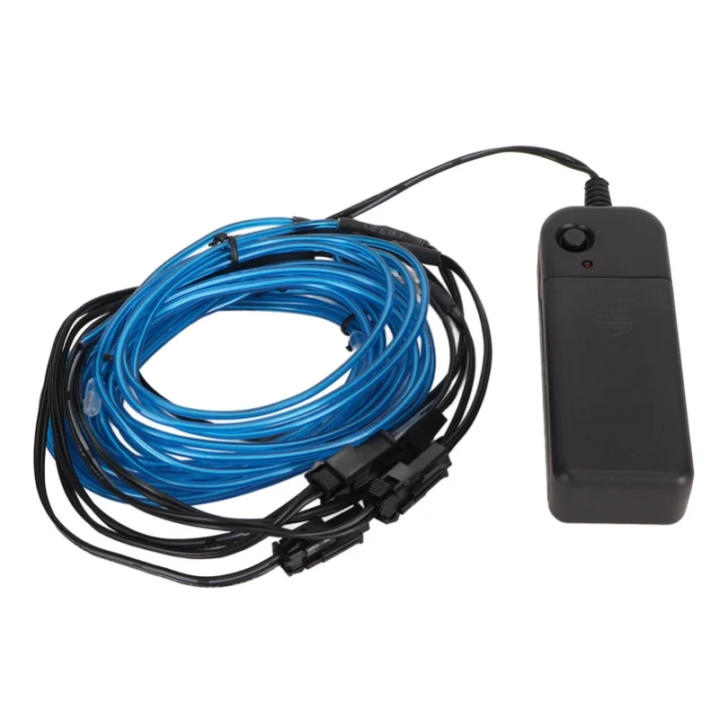 Blue EL Wire Noise Reduction Bendable Decorative 5 In 1 Neon Light Wire For Car Halloween Christmas Party