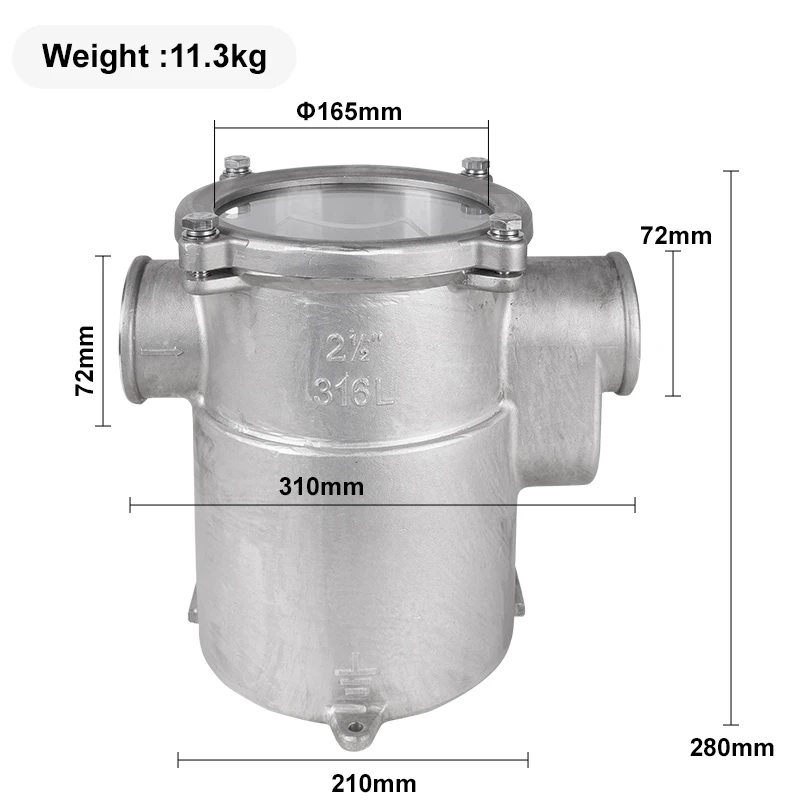 316 الفولاذ المقاوم للصدأ تصفية مياه البحر قارب الأجهزة من خلال بدن المناسب كمية مصفاة المياه تكييف الهواء تصفية مياه البحر