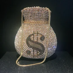 Nuove donne soldi frizione cristallo festa di nozze borsa Designer signore diamante cena frizioni strass spalla borse portafoglio