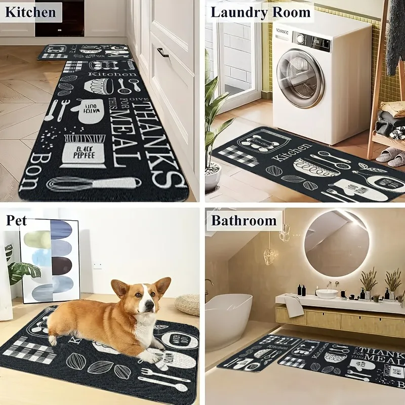 

1PC KITCHEN APPRECIATION Kitchen Rug Non-Slip Door Mat Pop design Bathroom Rug Bath Mat Carpet for Home Sink Laundry Decor