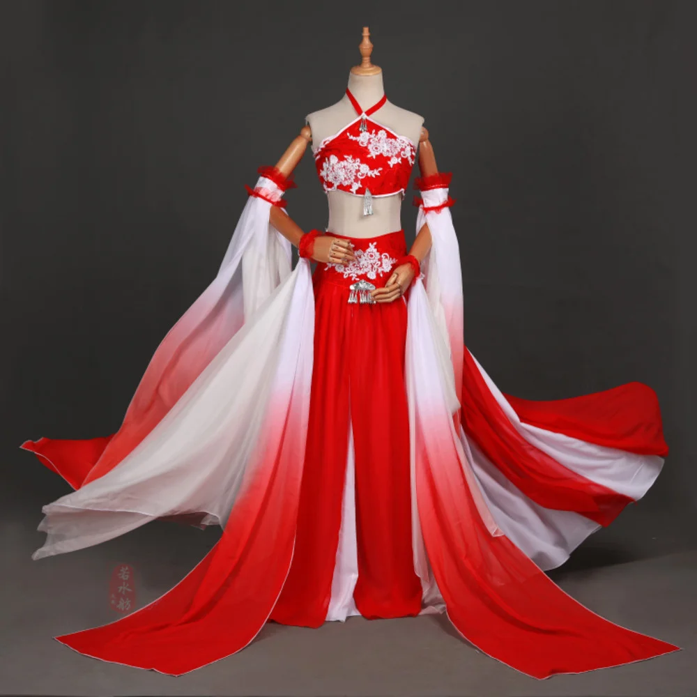 

Chang Yue Jin Ming BaiLu Fairy Dress Original Exotic Girl Han Element Red Chinese Hanfu Ancient Style Dance Dress Princess Suit