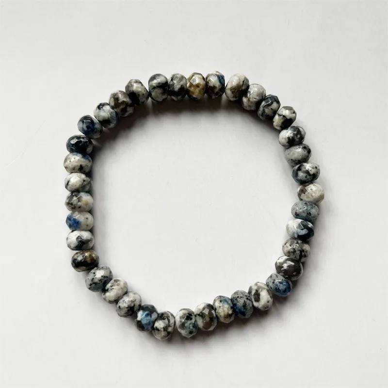 5*8MM Faceted K2 Jade Bracelet For Women Men Blue Natural Jasper Stone Beads Round Shape Relief School Student Friend Jewelry