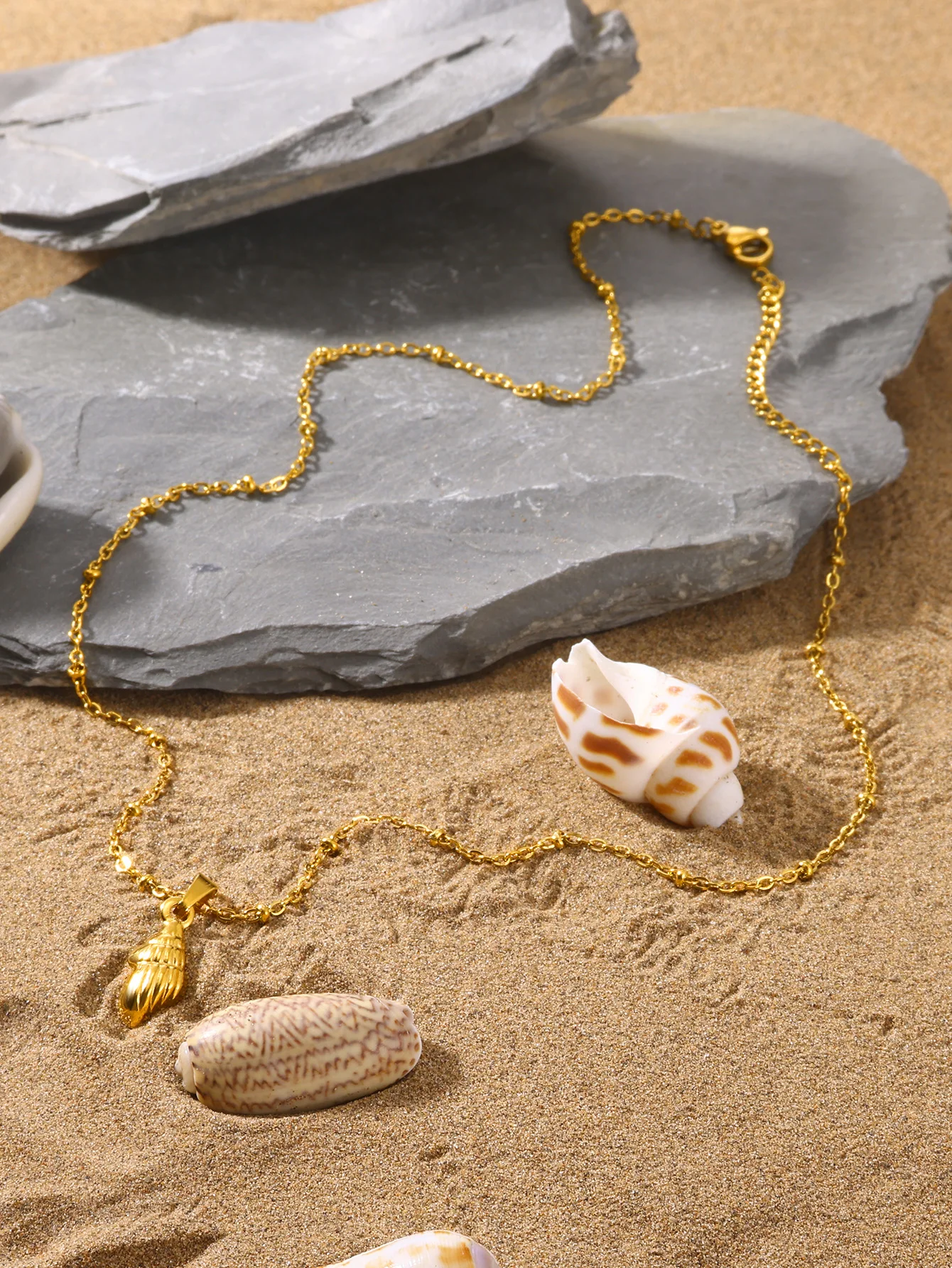 Ocean Beach Style Conch Pendant Necklace For Women Gold Plated Stainless Steel Necklace Aesthetic Summer Jewelry Collar Gift