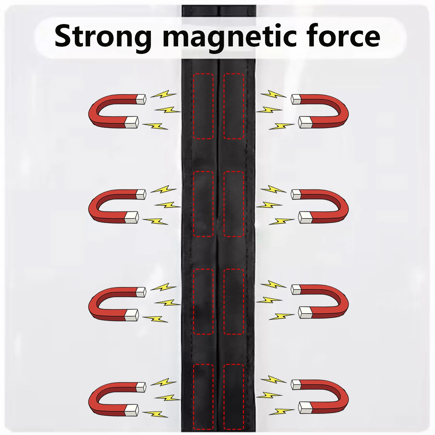 Magnetic Door Curtain Windproof Thermal Warm Heavy Duty Transparent Hands-Free Auto Closing Easy Install Partition Curtain Black