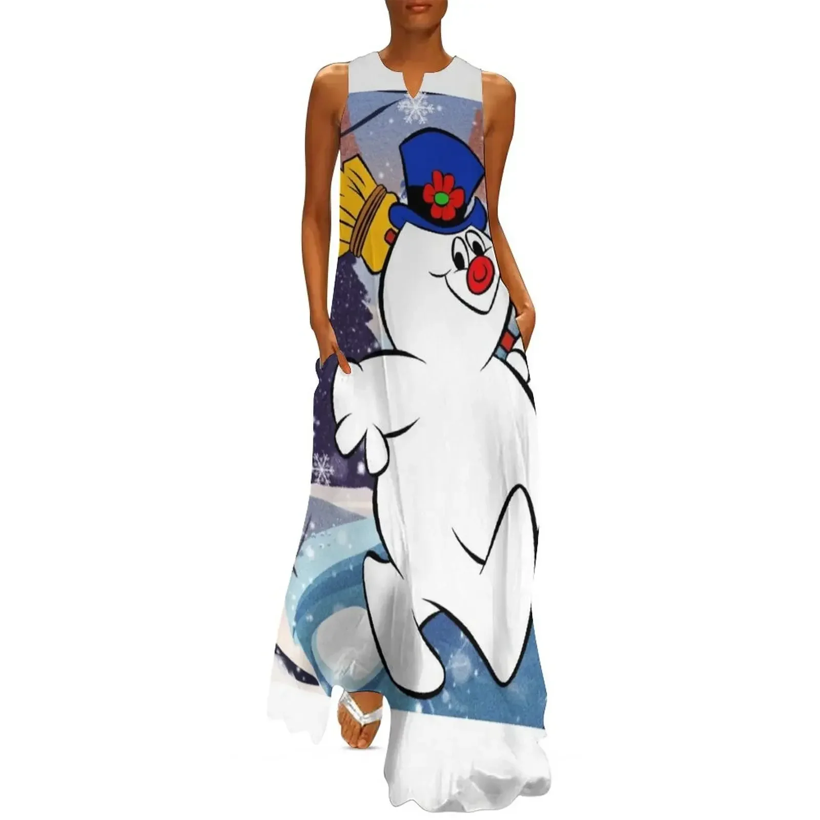 

FROSTY THE SNOWMAN UNDER SNOWFLAKE Long Dress Dress for girls Dress