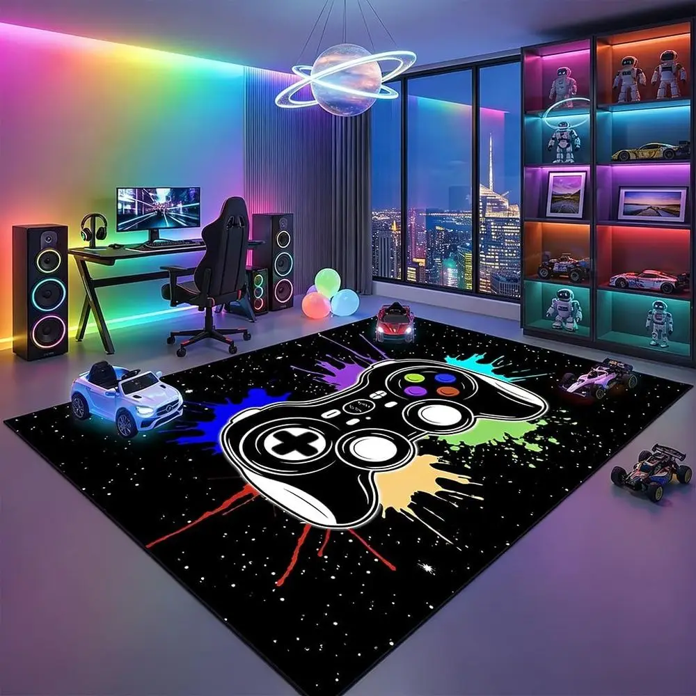 

Large Gaming Rug for Home Decor, 4'x5', Ideal for Game Room, Living Room, and Playroom
