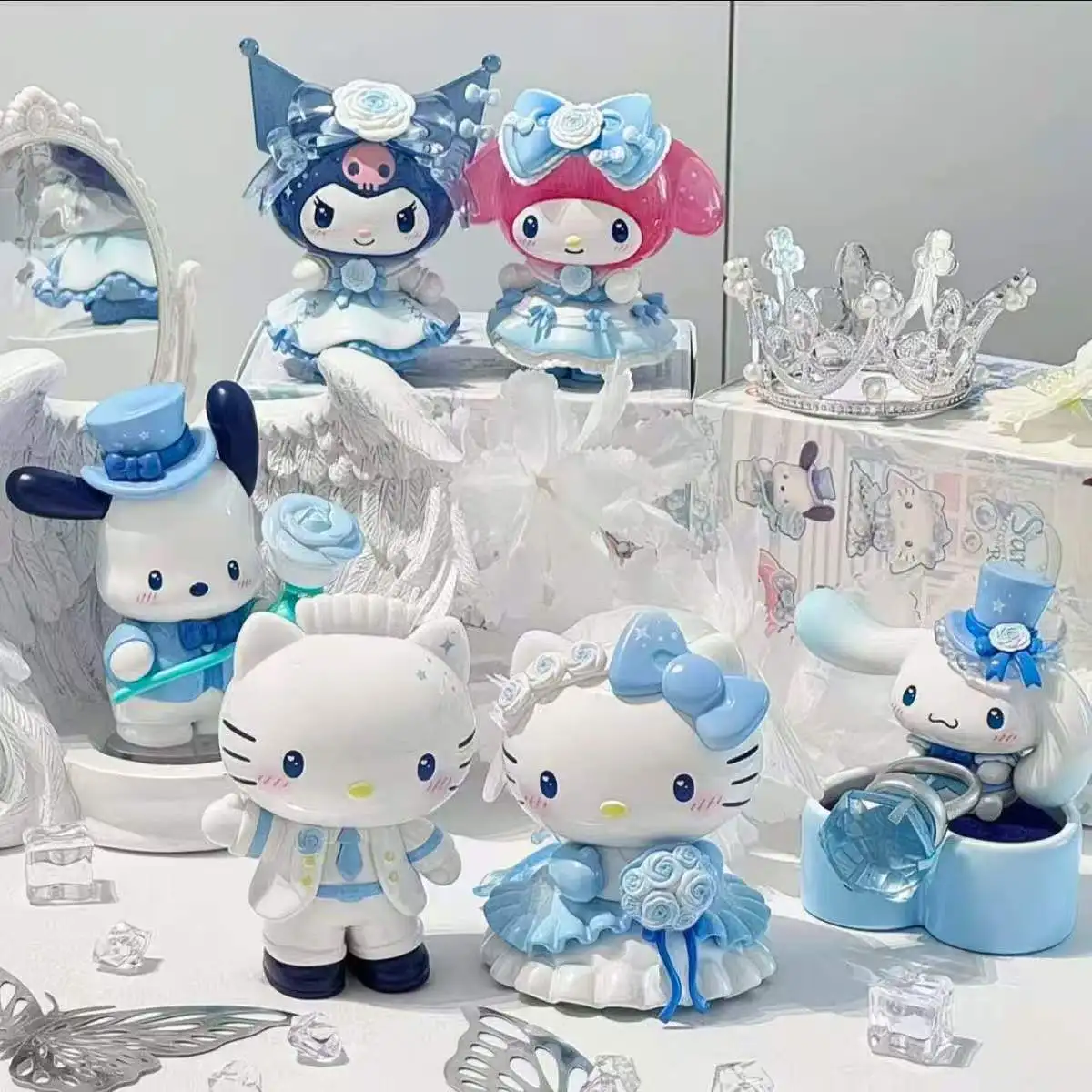 New Sanrio Romantic Wedding Series Blind Box Cute Doll Hello Kitty Daniel Collection Desktop Ornament Fashion Trend Gift view 2