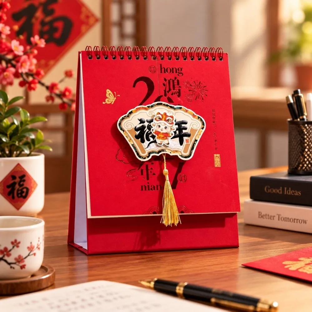 Durable Spiral Bound Desk Calendar Habit Tracker Daily Note Desktop Calendar Standing Writing Space Desktop Ornament Office