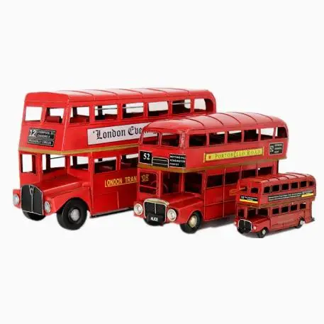 Double Decker Bus Model 1954 London, England, Red Handmade Vintage Route 76 Iron Car Miniatures Figurines Home Decoration