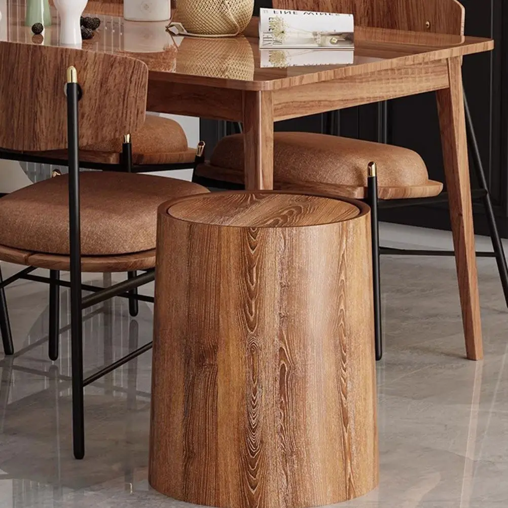 

Мусорное ведро с имитацией текстуры дерева, с откидной крышкой, большое пластиковое, многофункциональное, для дома, кухни, ванной комнаты