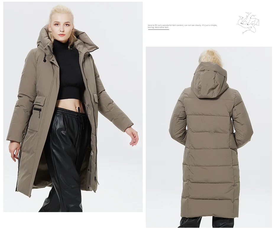 ICEbear 2023 Winter Women Jacket Long Cotton Big Pockets Ladies Coat Women's Thickened Warm Parka GWD22578-1D