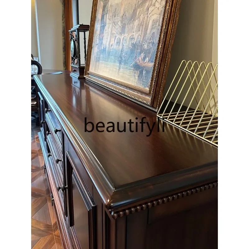 American Retro Solid Wood Entryway Storage Cabinet High-End Sideboard Living Room