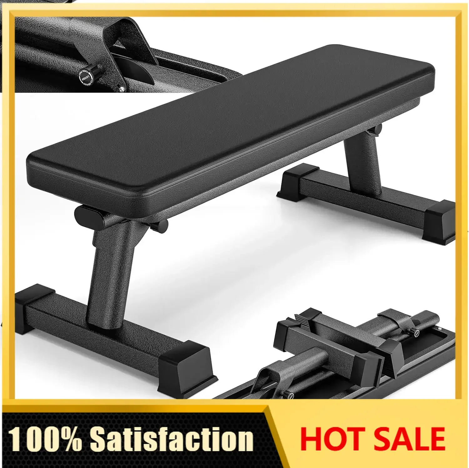 Semi-Commercial Foldable Flat Bench for Multi-Purpose Weight Training and Ab Workout, Flat Weight Workout Exercise Bench