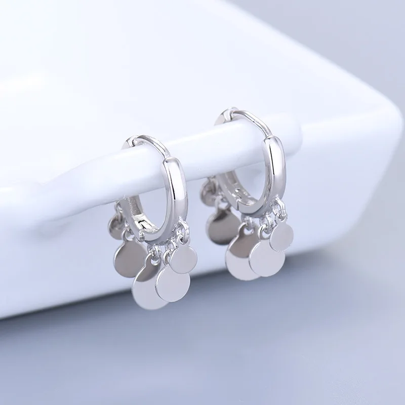 Lady's 925 Sterling Silver Fashion Jewelry New Multiple Wafer Drop Earrings XY0094