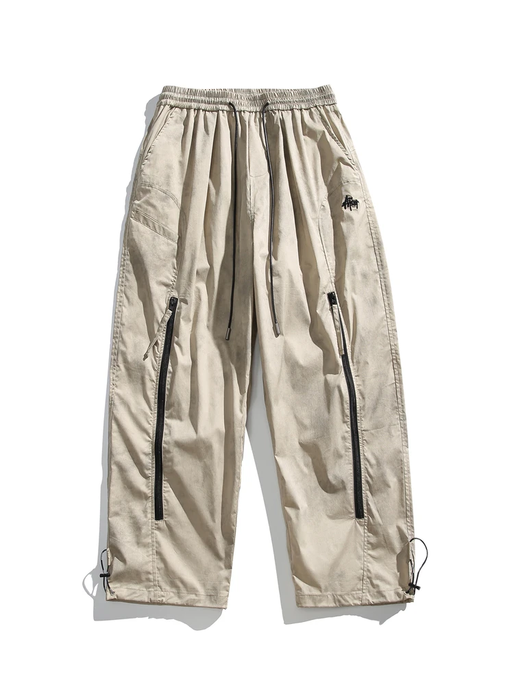 

Повседневная уличная рабочая одежда, широкие брюки MayuEnjoy, винтажные прямые брюки, свободный крой из смеси хлопка и нейлона, летние брюки