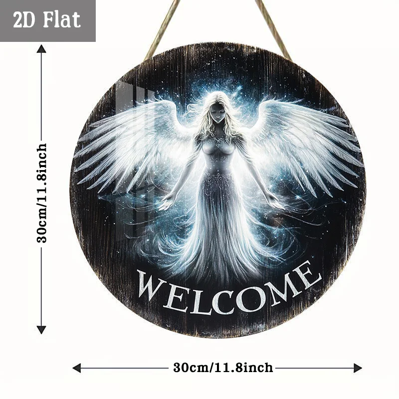 2D Flat - 1pc Celestial Angel Wooden Panel Painting Decoration, Ethereal Glow Wooden Panel Wall Decoration, Divine Wings Wall Ar