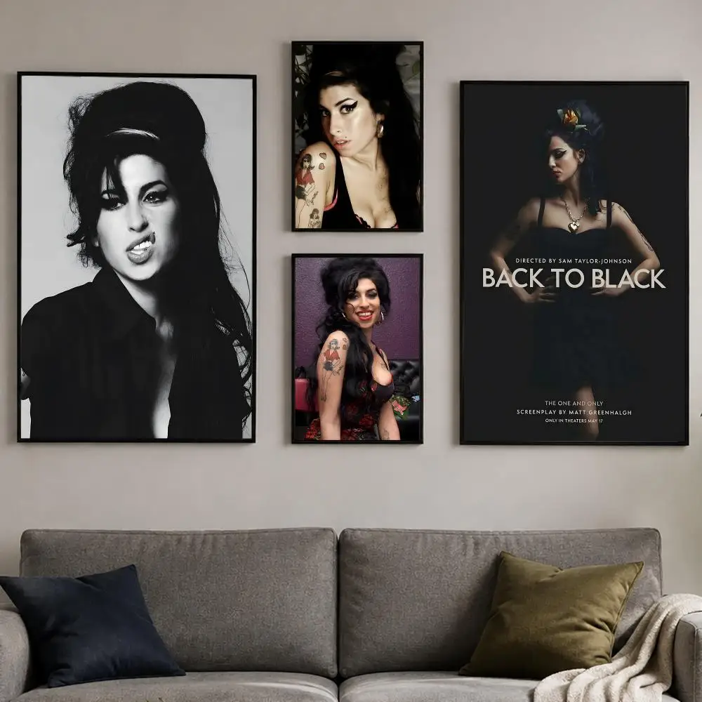 Soul Singer Amy Winehouse Poster PP Self-Adhesive Bedroom Gaming Cafe/Bar Vintage Aesthetic Decor Ideal Gift
