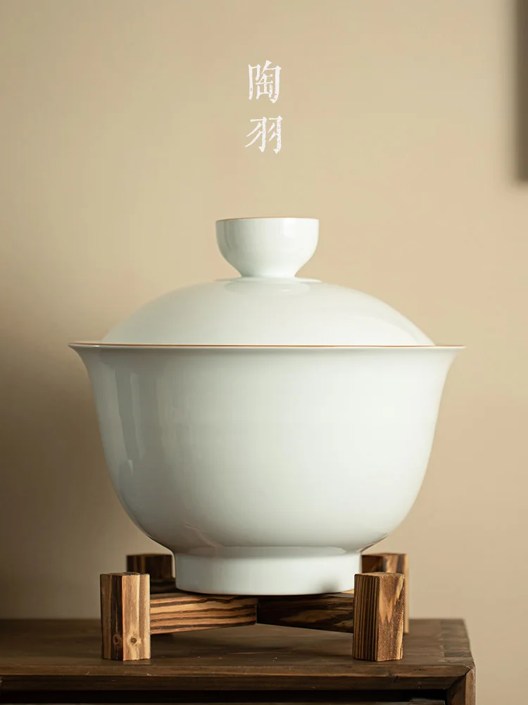 Ceramic Sancai Soaking Cup Single Kung Fu Set Extra Large Lid Bowl Decoration With Tea Plate