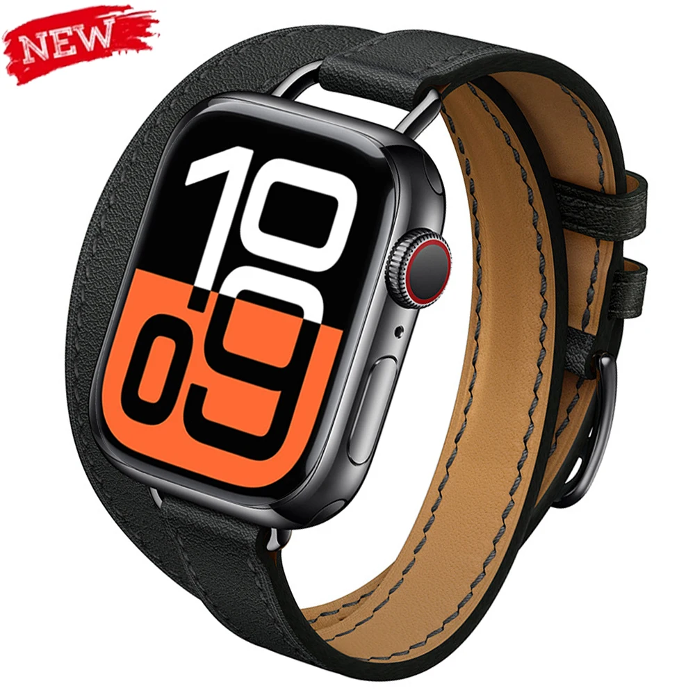 Doppeltes Tourband für Apple Watch Ultra3 49mm Modisches Lederarmband 45mm 42mm 44mm 46mm 41MM Iwatch Series 11 10 9 8 7 Se Correas