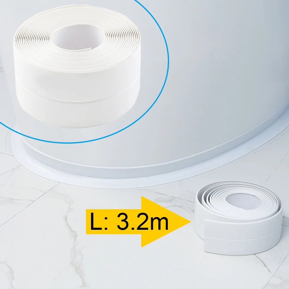 Waterproof Wall Tape Bathroom Kitchen Adhesive Tape Contour Tape Cardboard Sealing Strip Bathroom Shower Sink Bath Caulk Tape