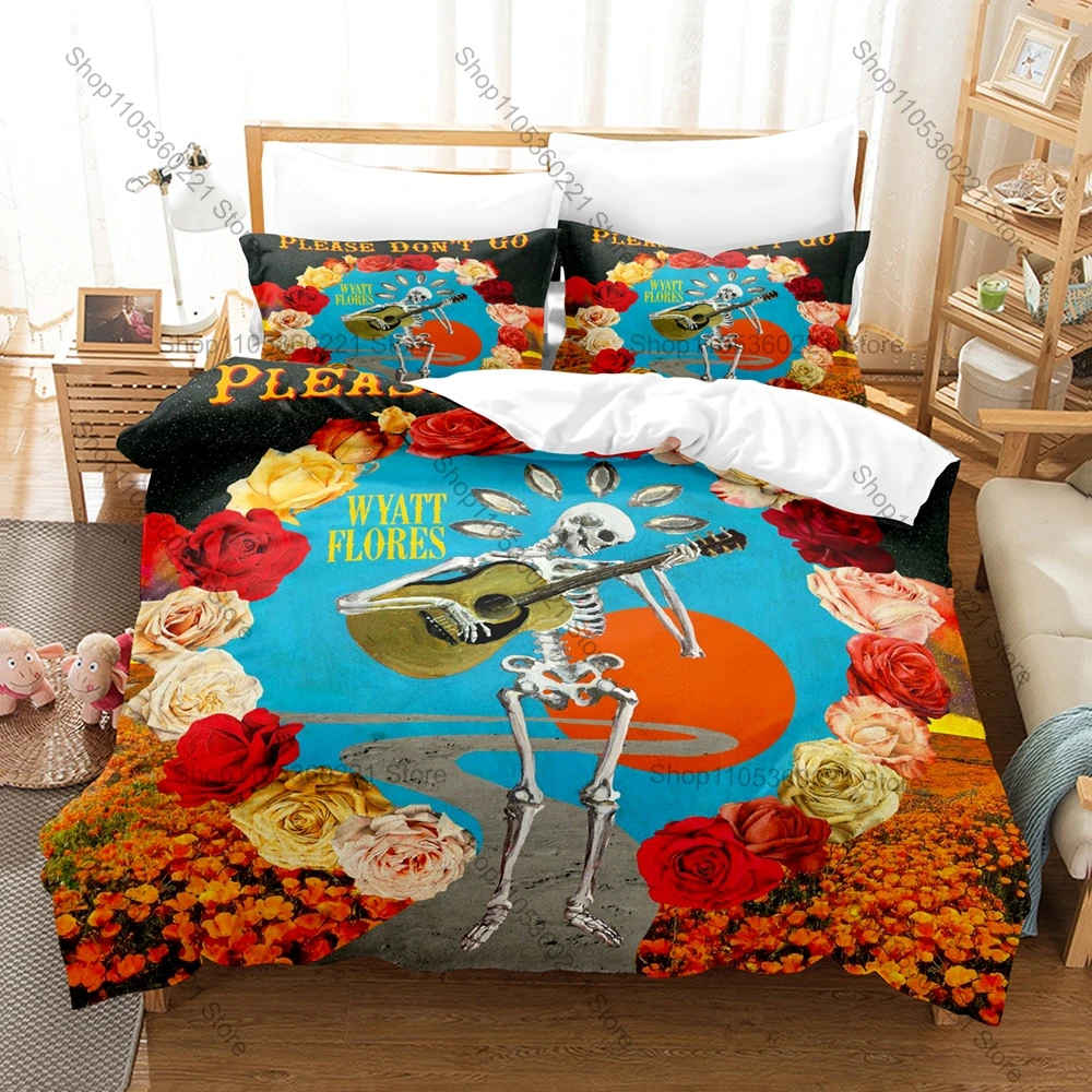 Cool Country Music Star Wyatt Flores Bedding Set 3Pcs Character Pattern Comfortable Bed Linen for Single Double Bed