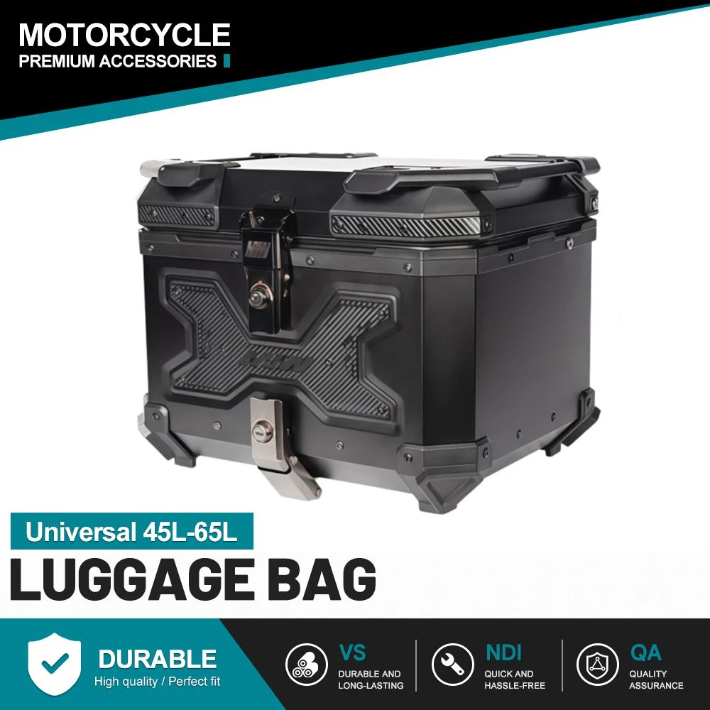 Premium 45/55/65L Quick Release Aluminum Alloy Motorcycle Tail Box Waterproof Electric Scooter Rear Storage Moto Tour Luggage