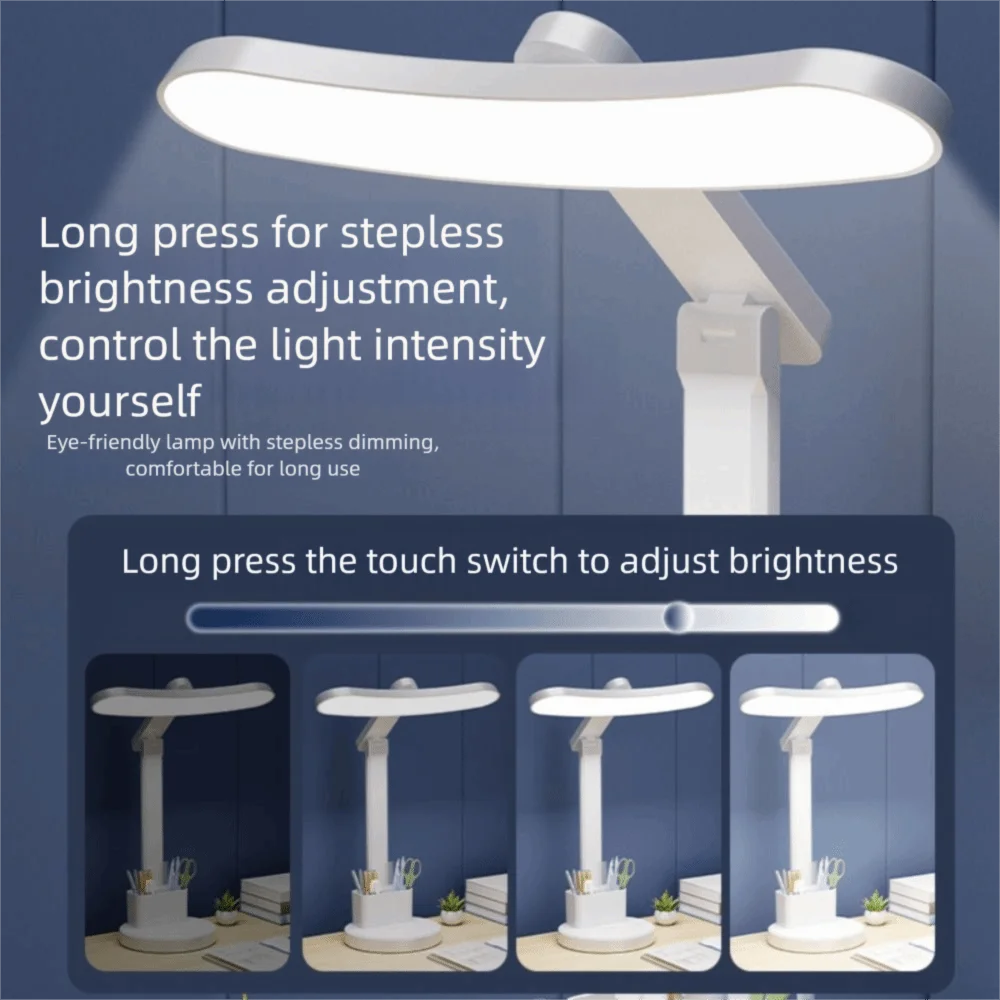 

Настольная светодиодная лампа с 3 уровнями яркости, защитой для глаз, складной конструкцией, белого цвета, сенсорным управлением, для ночного использования
