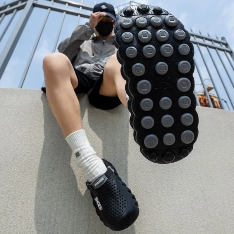 Herren EVA Clogs mit dicker Sohle, Cloud Slippers, rutschfeste, bequeme, belüftete Lochschuhe, Outdoor Casual Slides, Anti-Rutsch-Strandschuhe, Duschschuhe