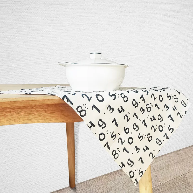 

1Pc 40x60cm Black White Kitchen Napkin Number Letter Printed Towel Cloth Cotton Table Placemat