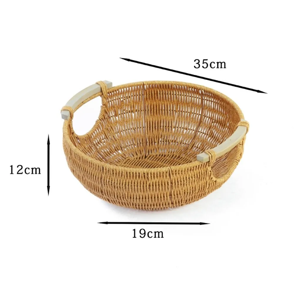 

New Boho Style Rattan Storage Tray Woven Texture PP Wicker Basket Woven Storage Basket Brunch