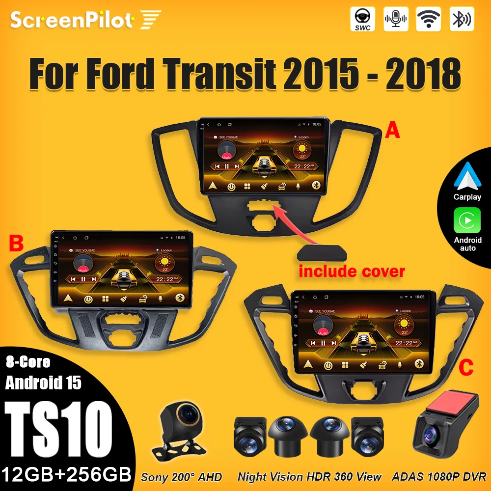 

Android 15 FOR Ford Transit 2015 2016 2017 2018 Car Radio 2 din Multimedia Video Player GPS Navigation Bluetooth 8 Core Wifi DSP