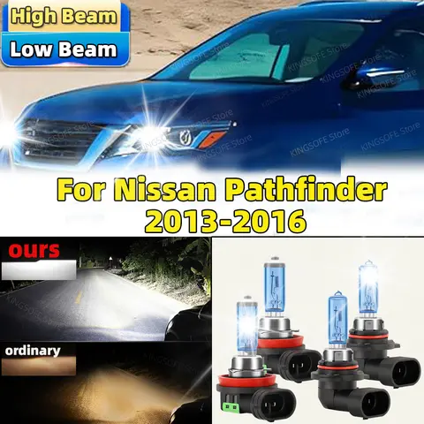 자동차 헤드라이트 HB3 H11 하이 로우 빔 할로겐 램프, Canbus 6500K 프론트 전구, 닛산 패스 파인더 2013 2014 2015 2016, 100W, 4 개