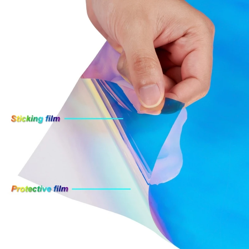 One-Way Reflective Solar Rainbow Window Film Privacy Self-Adhesive Decorative Decal Anti-Heat Discoloration for Home Decor