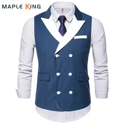 Formal Suit Vest For Men Chaleco Hombre Elegante Double Breasted Wedding Party Formal Slim Fit Sleeveless Jacket Mens Waistcoat