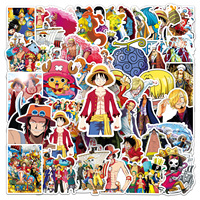 50Pcs Miniso One Piece Cartoon Cute Waterproof Sticker Skateboarding Snowboard Retro Vinyl home decal Sticker
