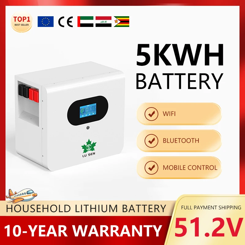 Ścienny akumulator litowo-żelazowo-fosforanowy do użytku domowego, 25,6 V, 200 Ah, 5 kWh