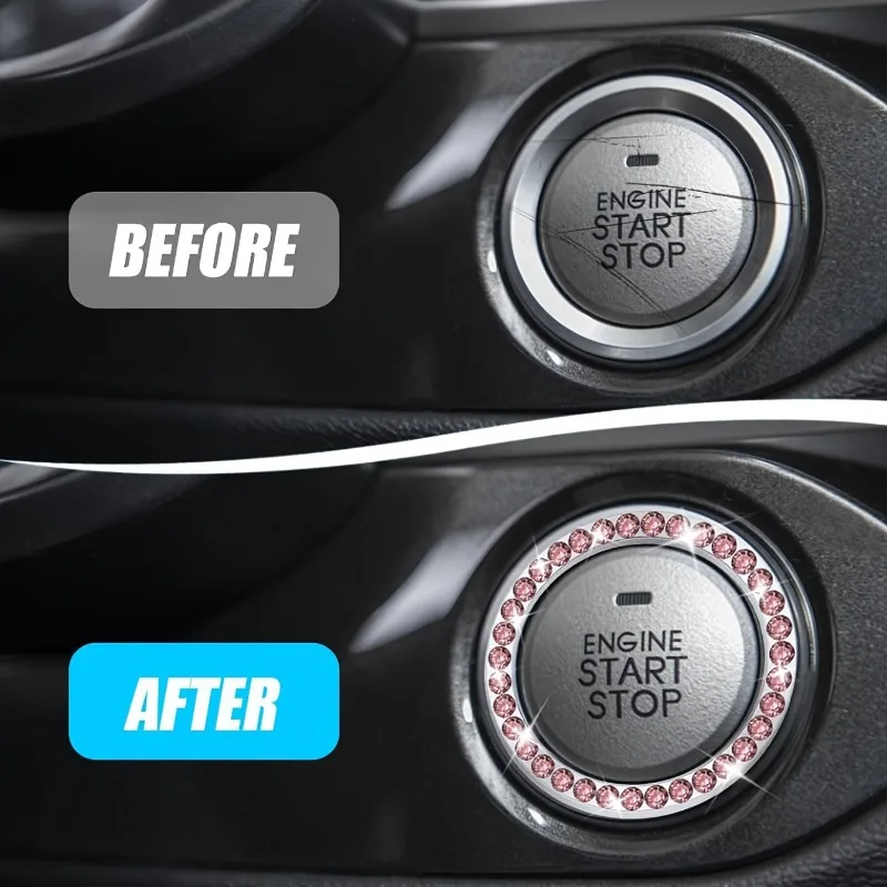 3pcs of Car One-Button Start Decorative Ring, Interior Decoration for Cars