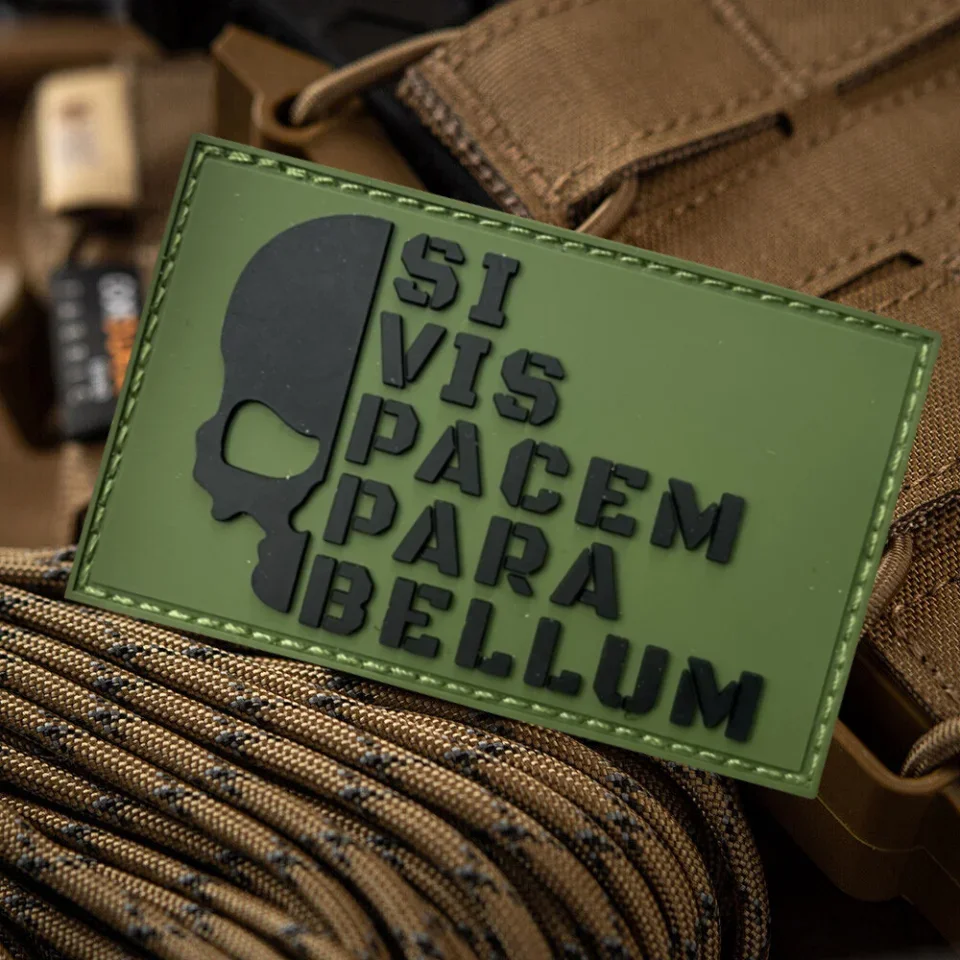 

PACEM AND BELLUM PVC Tactical Patch Skull Hook&Loop Armband Military Morale Badge Clothing Backpack Stickers