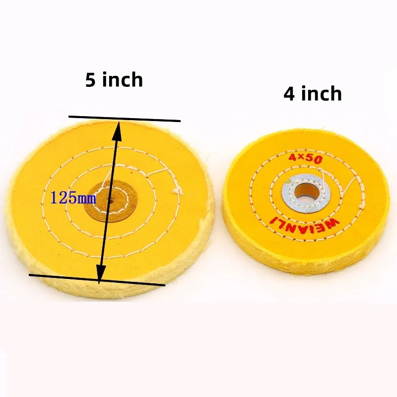 1 szt. 3 ~ 8 cali 50 ~ 200 mm biało-żółta bawełniana tkanina do polerowania złota srebrna biżuteria lustro polerowanie otwór koła 3 mm 16 mm — zdjęcie 4