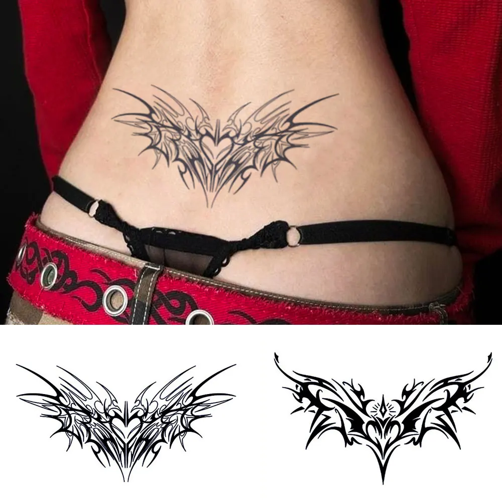 Chest Back Waist Juice Ink Lasting Waterproof Temporary Tattoo Sticker Heart Thorns Fake Tato Body Art Semi Permanent Men Women